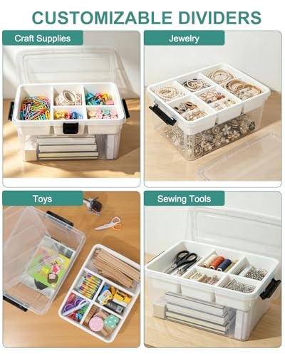 EOENVIVS Clear Stackable Storage Organizer Box with Dividers - Image 8