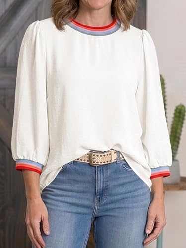 50% Off Tankaneo Women's 3/4 Sleeve Puff Blouse - Image 5