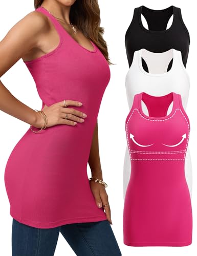 40% Off 3 Pack Extra Long Tank Tops with Shelf Bras - Image 2