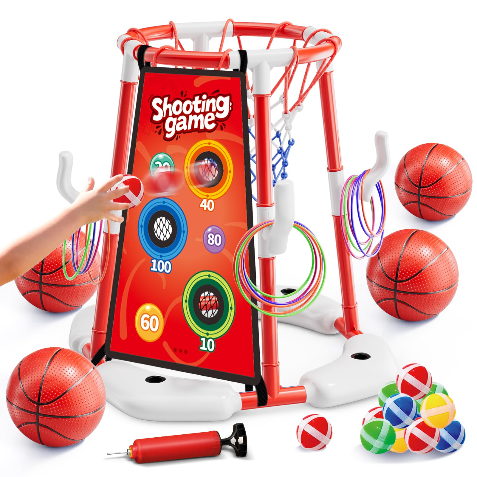 53% Off 3-in-1 Pool Basketball Hoop & Ring Toss Game Set - Image 1