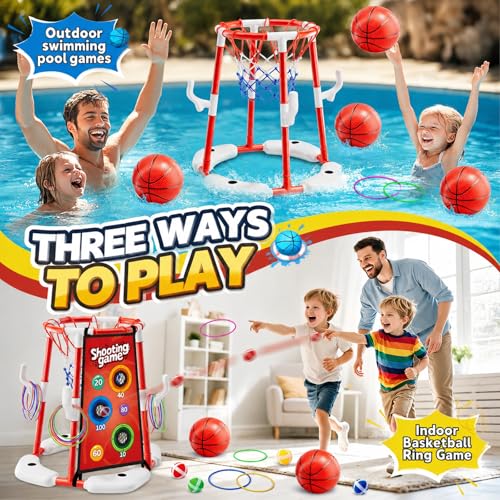 53% Off 3-in-1 Pool Basketball Hoop & Ring Toss Game Set - Image 5