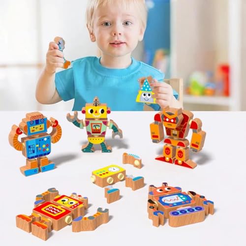 50% Off Wooden Snap-Together STEM Robot Building Toys - Image 2