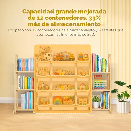 Wooden Toy Organizer with 12 Bins, 50% Off Deal - Image 6