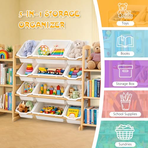 Wooden Toy Organizer with 12 Bins, 50% Off Deal - Image 7