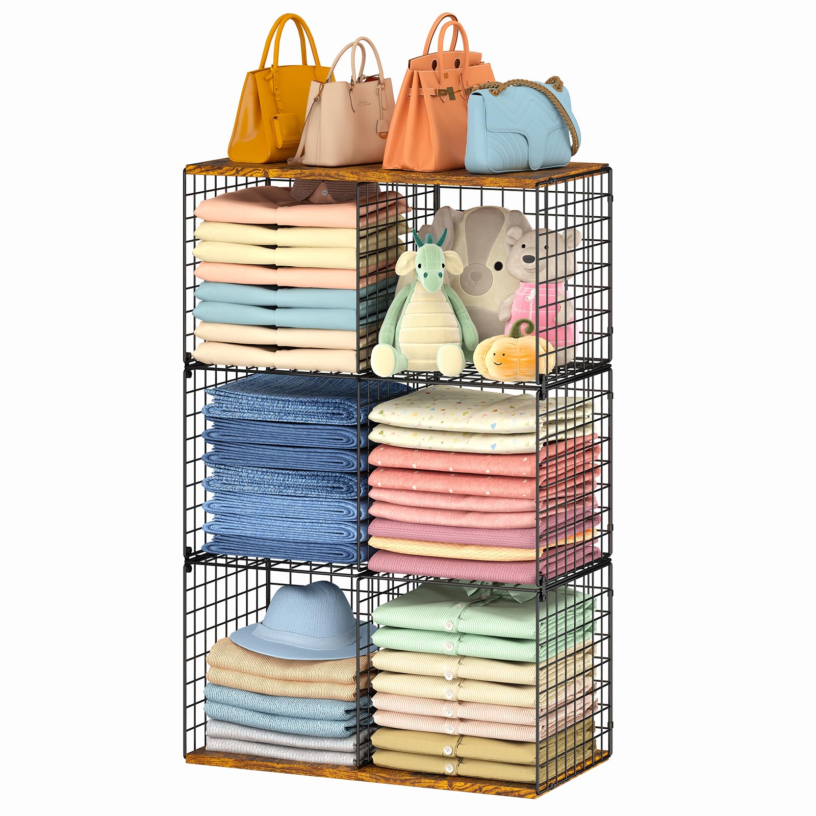 40% Off LUMAMU 6-Cube Wire Closet Organizer with Wood Top