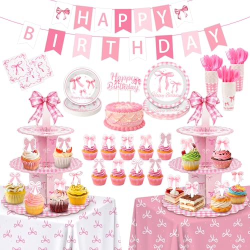50% Off Pink Ribbon 198-Piece Party Kit for 24 Guests - Image 2