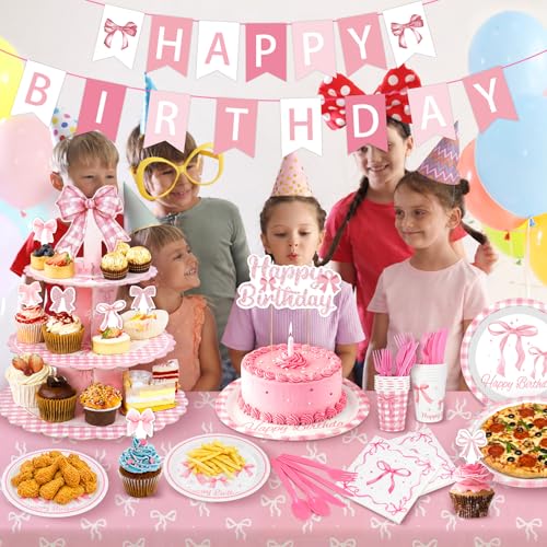 50% Off Pink Ribbon 198-Piece Party Kit for 24 Guests - Image 7